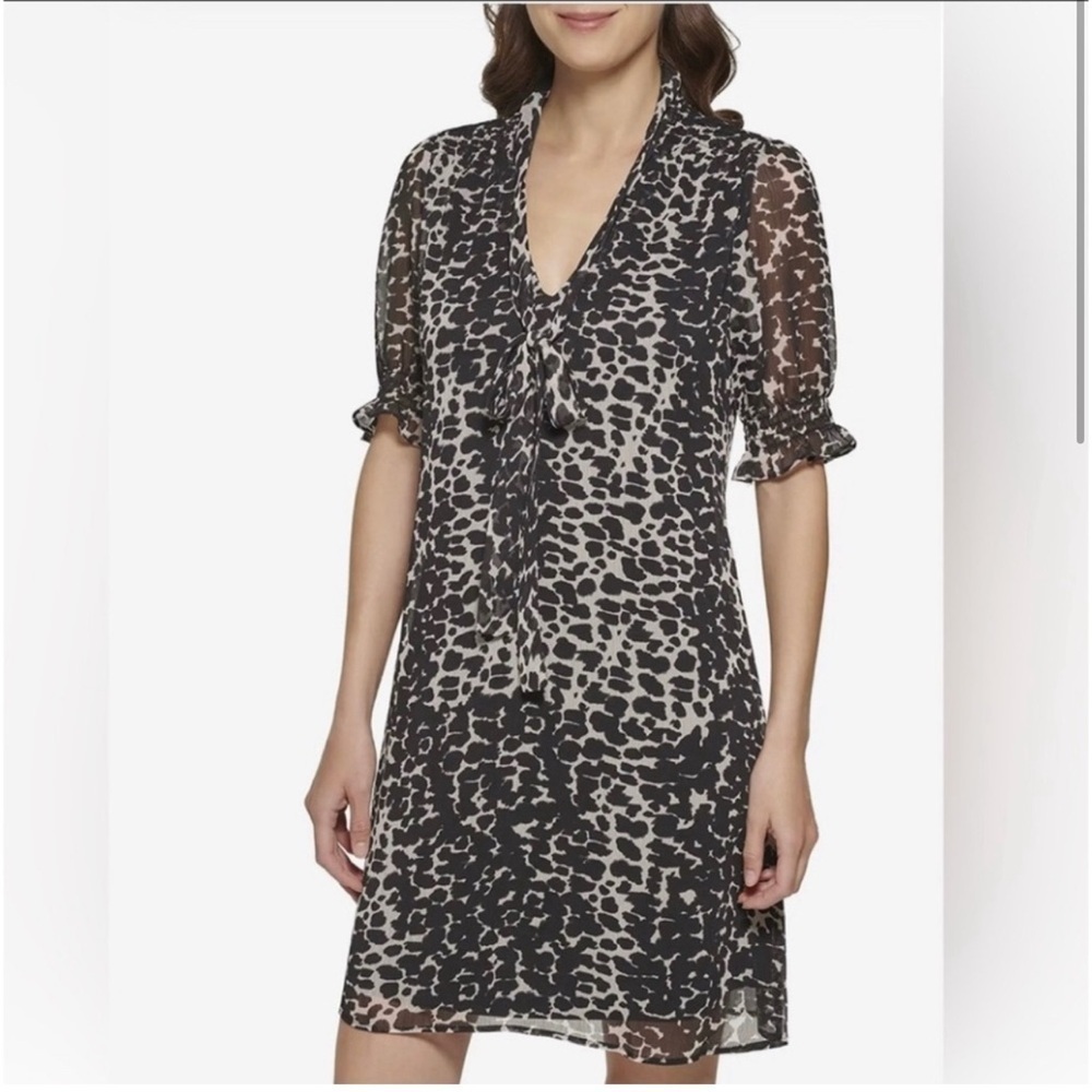 DKNY Animal Print dress Leopard knee length
